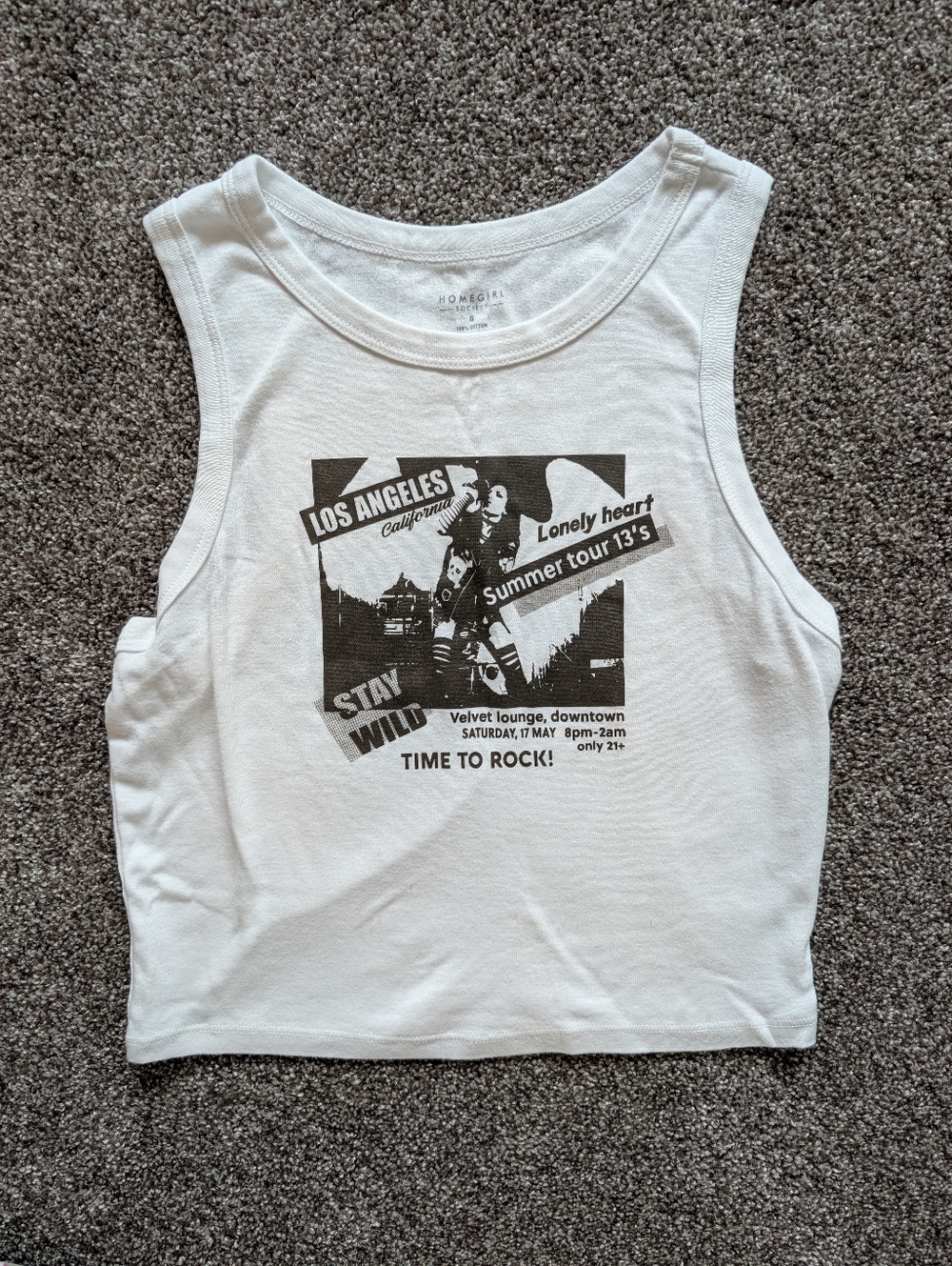 Homegirl Society Los Angeles Summer Tour Graphic Crop Tank Top - Size S